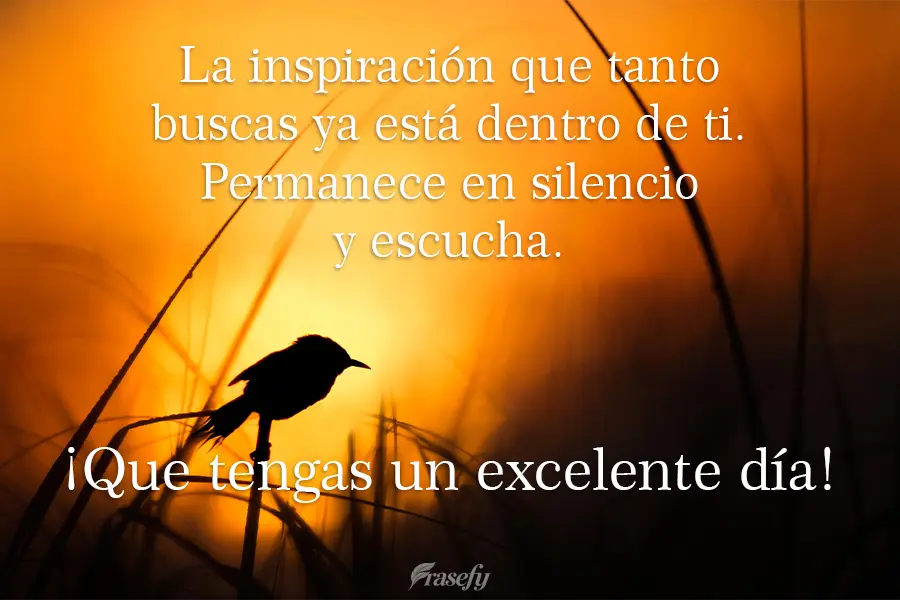 La inspiración que tanto buscas ya está dentro de ti. Permanece en silencio y escucha. ¡Que tengas un excelente día!