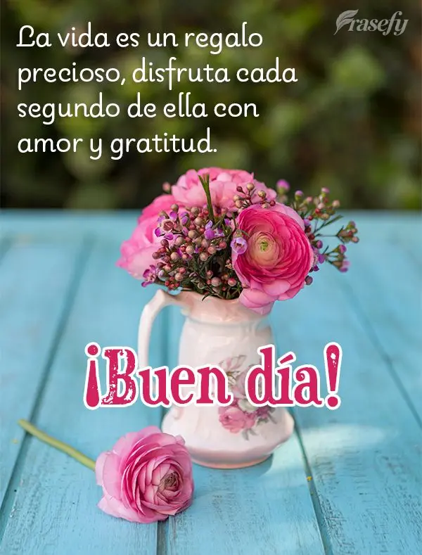 La vida es un regalo precioso, disfruta cada segundo de ella con amor y gratitud. ¡Buen día!