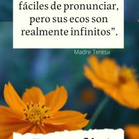 “Las palabras amables pueden ser cortas y fáciles de pronunciar, pero sus ecos son realmente infinitos”. ¡Buen día! Madre Teresa