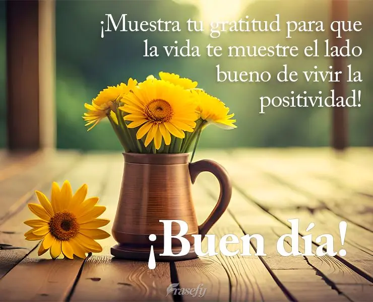 ¡Muestra tu gratitud para que la vida te muestre el lado bueno de vivir la positividad! ¡Buen día!