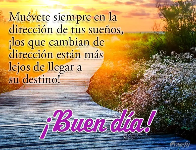 Muévete siempre en la dirección de tus sueños, ¡los que cambian de dirección están más lejos de llegar a su destino! ¡Buen día!