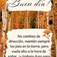 No cambies de dirección, mantén siempre los pies en la tierra, pero vuela alto a la hora de soñar, ¡y trabaja duro para hacerlo realidad! ¡Buen día...