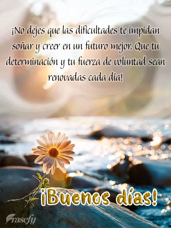 ¡No dejes que las dificultades te impidan soñar y creer en un futuro mejor. Que tu determinación y tu fuerza de voluntad sean renovadas cada día! ¡B...