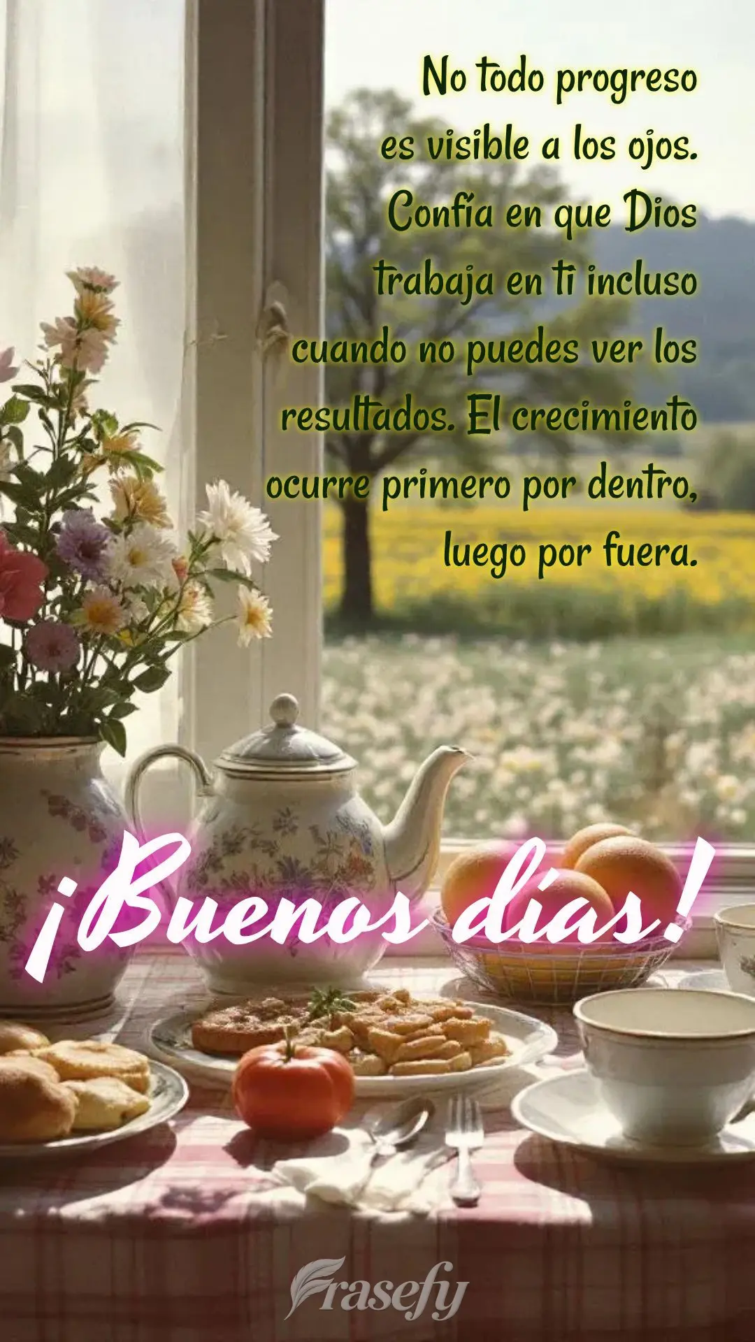 No todo progreso
es visible a los ojos.
Confía en que Dios trabaja en ti incluso cuando no puedes ver los resultados. El crecimiento ocurre primero por ...