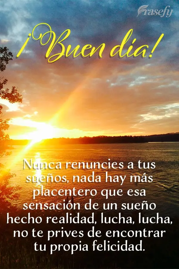 Nunca renuncies a tus sueños, nada hay más placentero que esa sensación de un sueño hecho realidad, lucha, lucha, no te prives de encontrar tu propia...
