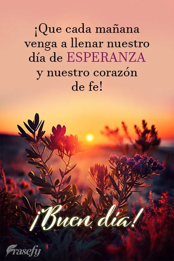 ¡Que cada mañana venga a llenar nuestro día de esperanza y nuestro corazón de fe! ¡Buen día!