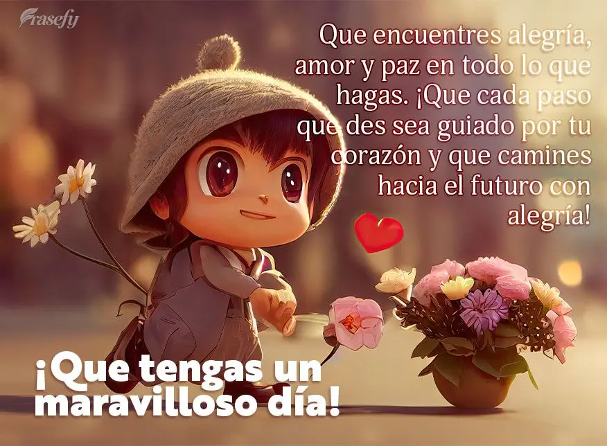 Que encuentres alegría, amor y paz en todo lo que hagas. ¡Que cada paso que des sea guiado por tu corazón y que camines hacia el futuro con alegría! ...