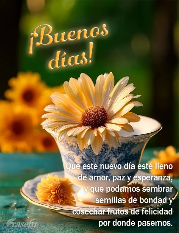 Que este nuevo día esté lleno de amor, paz y esperanza, y que podamos sembrar semillas de bondad y cosechar frutos de felicidad por donde pasemos. ¡Bu...
