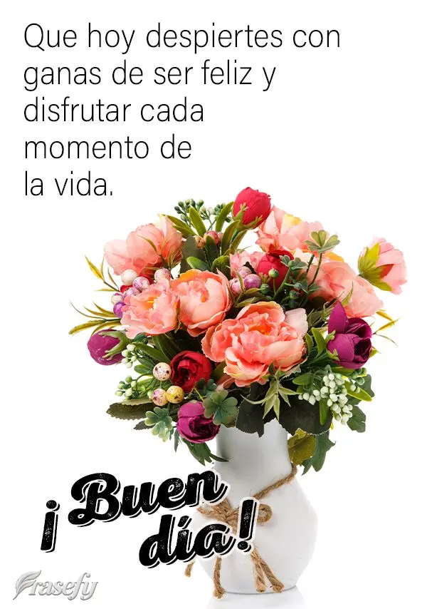 Que hoy despiertes con ganas de ser feliz y disfrutar cada momento de la vida. ¡Buen día!