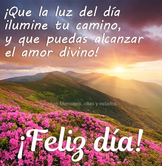 ¡Que la luz del día ilumine tu camino, y que puedas alcanzar el amor divino! ¡Feliz día!