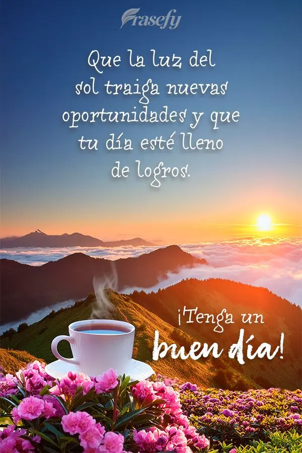 Que la luz del sol traiga nuevas oportunidades y que tu día esté lleno de logros. ¡Tenga un buen día!