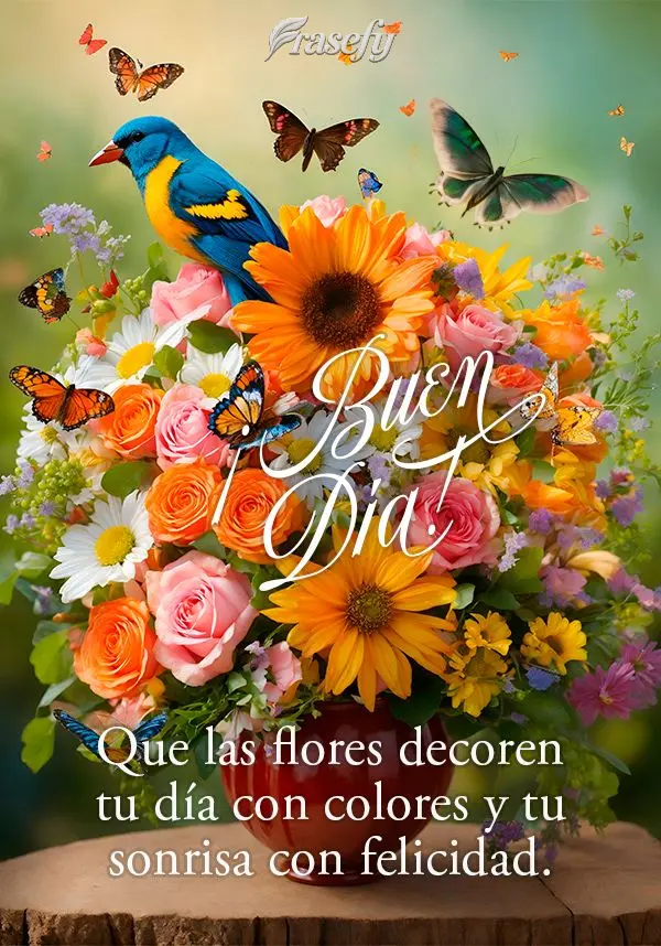 Que las flores decoren tu día con colores y tu sonrisa con felicidad. ¡Buen día!