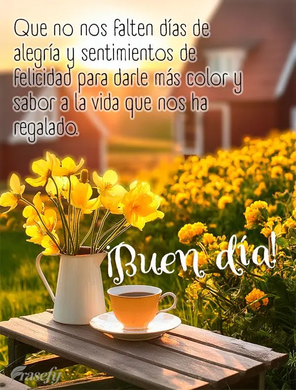 Que no nos falten días de alegría y sentimientos de felicidad para darle más color y sabor a la vida que nos ha regalado. ¡Buen día!
