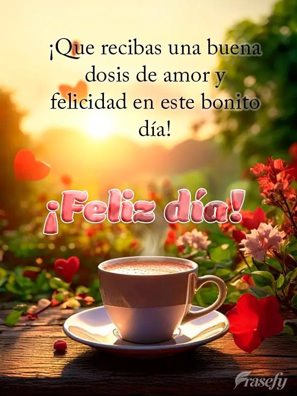 ¡Que recibas una buena dosis de amor y felicidad en este bonito día! ¡Feliz día!