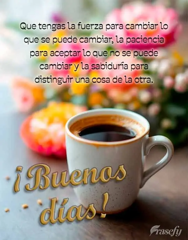 Que tengas la fuerza para cambiar lo que se puede cambiar, la paciencia para aceptar lo que no se puede cambiar y la sabiduría para distinguir una cosa ...