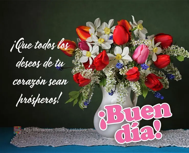 ¡Que todos los deseos de tu corazón sean prósperos! ¡Buen día!