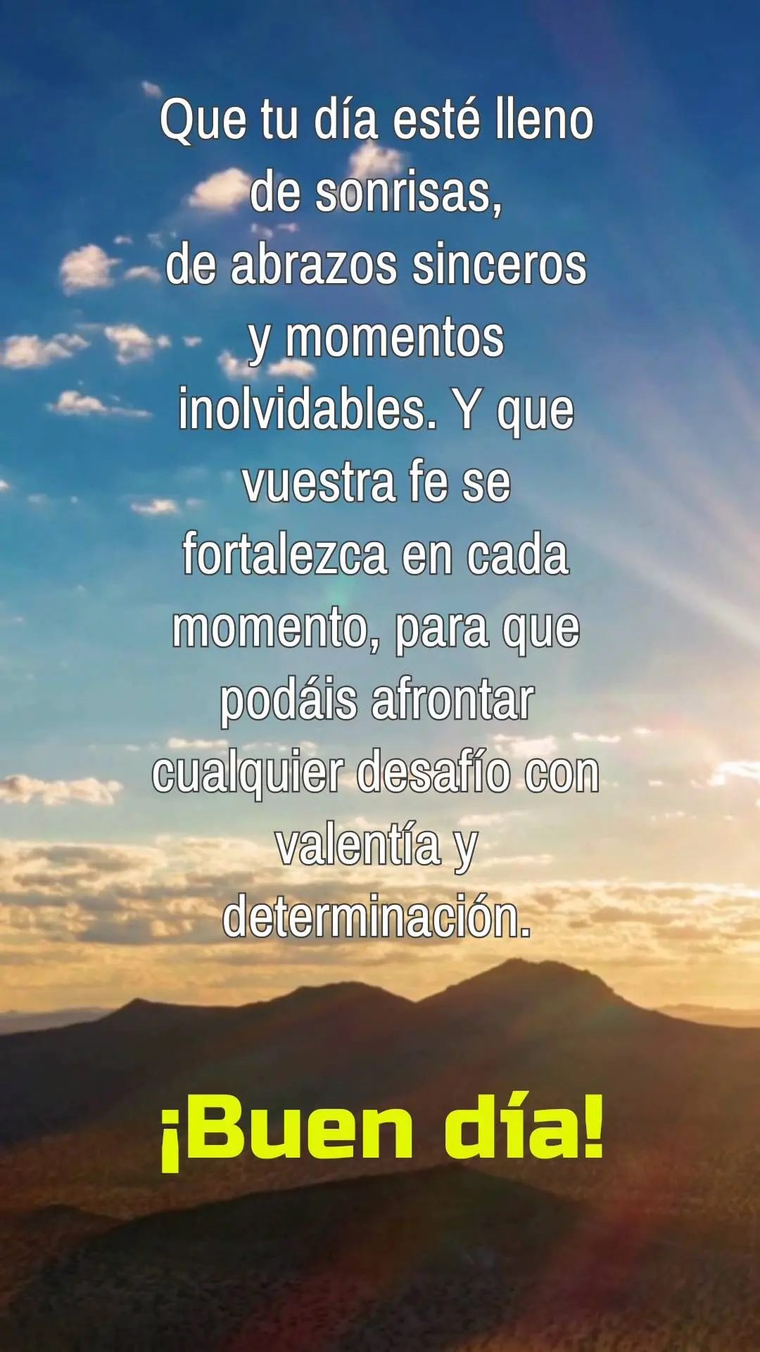 Que tu día esté lleno de sonrisas,
de abrazos sinceros
y momentos inolvidables. Y que vuestra fe se fortalezca en cada momento, para que podáis afro...