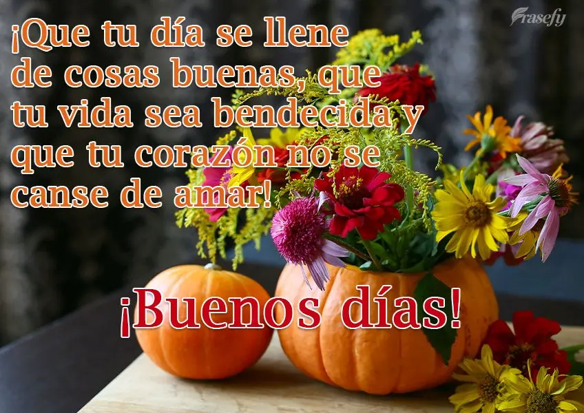 ¡Que tu día se llene de cosas buenas, que tu vida sea bendecida y que tu corazón no se canse de amar! ¡Buenos días!