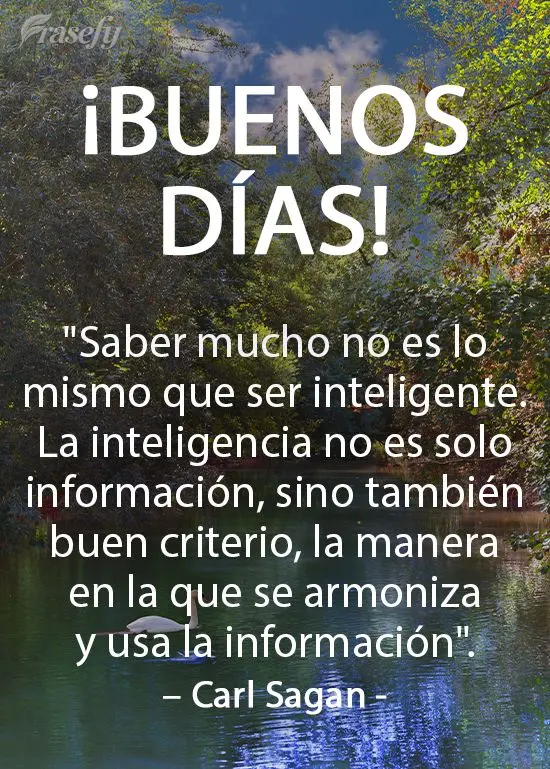 "Saber mucho no es lo mismo que ser inteligente. La inteligencia no es solo información, sino también buen criterio, la manera en la que se armoniza y ...