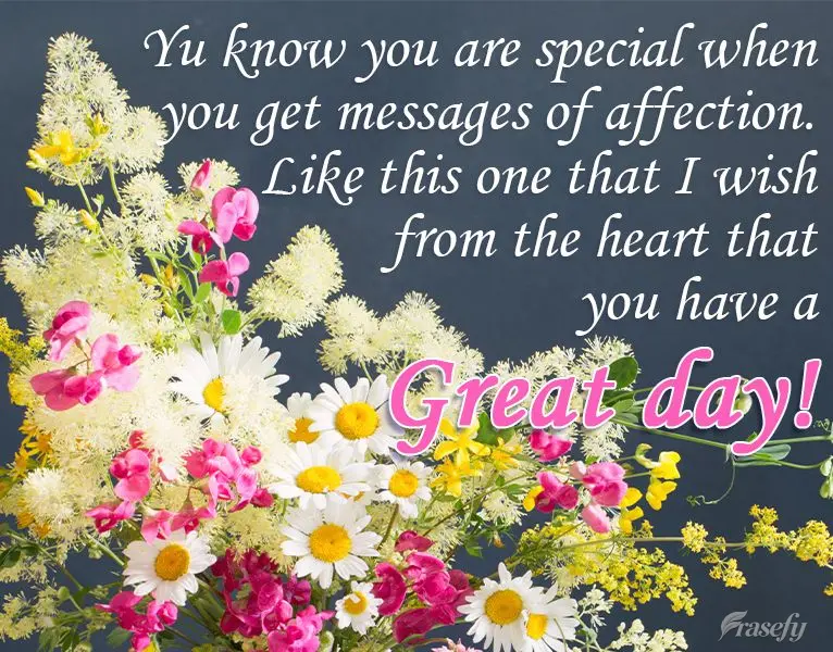 Sabes que eres especial cuando recibes mensajes de cariño, como este en el que te deseo de todo corazón que tengas un ¡Lindo día!