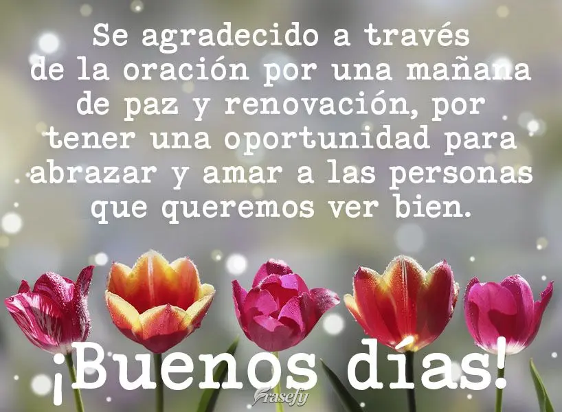 Se agradecido a través de la oración por una mañana de paz y renovación, por tener una oportunidad para abrazar y amar a las personas que queremos ve...