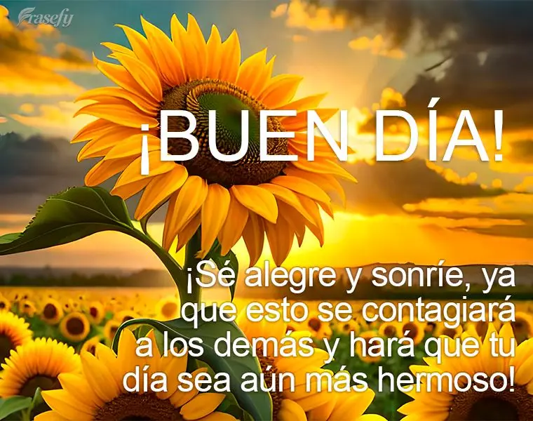 ¡Sé alegre y sonríe, ya que esto se contagiará a los demás y hará que tu día sea aún más hermoso! ¡Buen día!