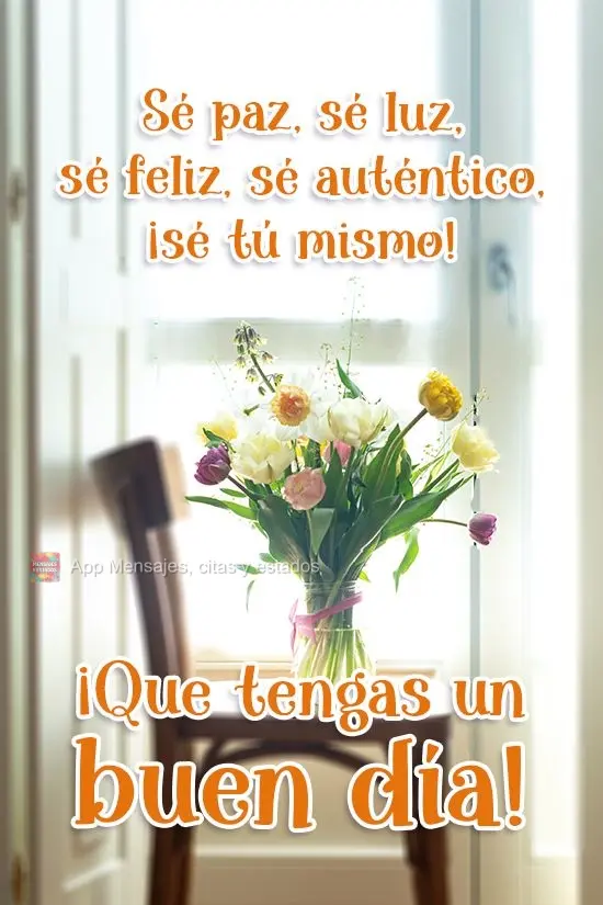 Sé paz, sé luz, sé feliz, sé auténtico, ¡sé tú mismo! ¡Que tengas un buen día!