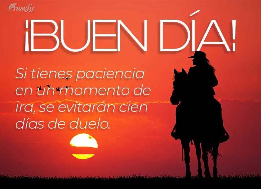 Si tienes paciencia en un momento de ira, se evitarán cien días de duelo. ¡Buen día!