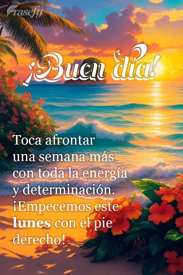 Toca afrontar una semana más con toda la energía y determinación. ¡Empecemos este lunes con el pie derecho! ¡Buen día!