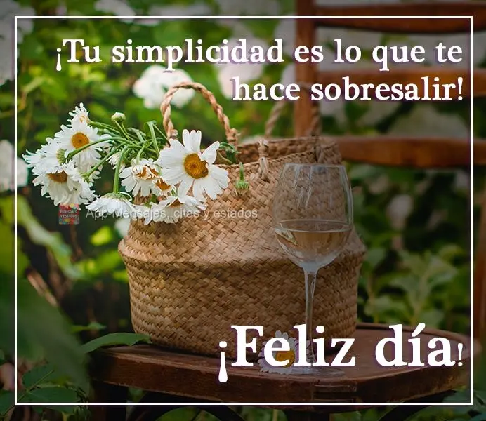 ¡Tu simplicidad es lo que te hace sobresalir! ¡Feliz día!