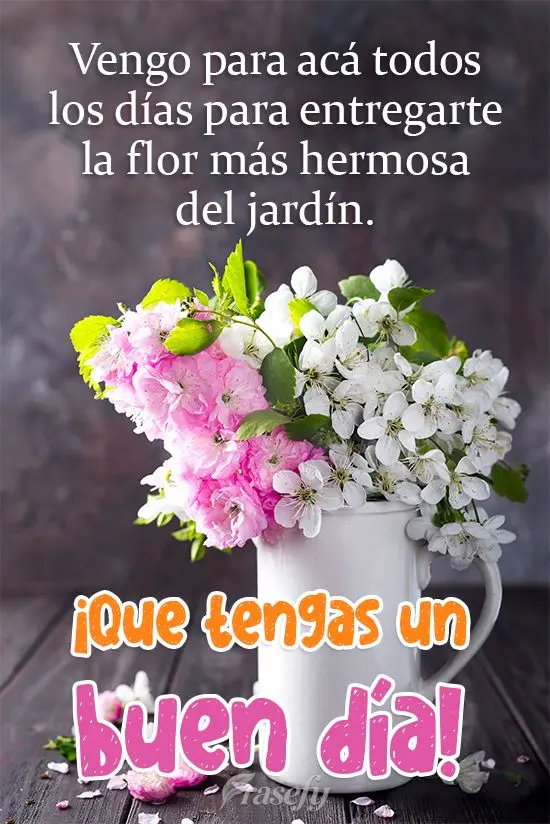 Vengo para acá todos los días para entregarte la flor más hermosa del jardín. ¡Que tengas un buen día!
