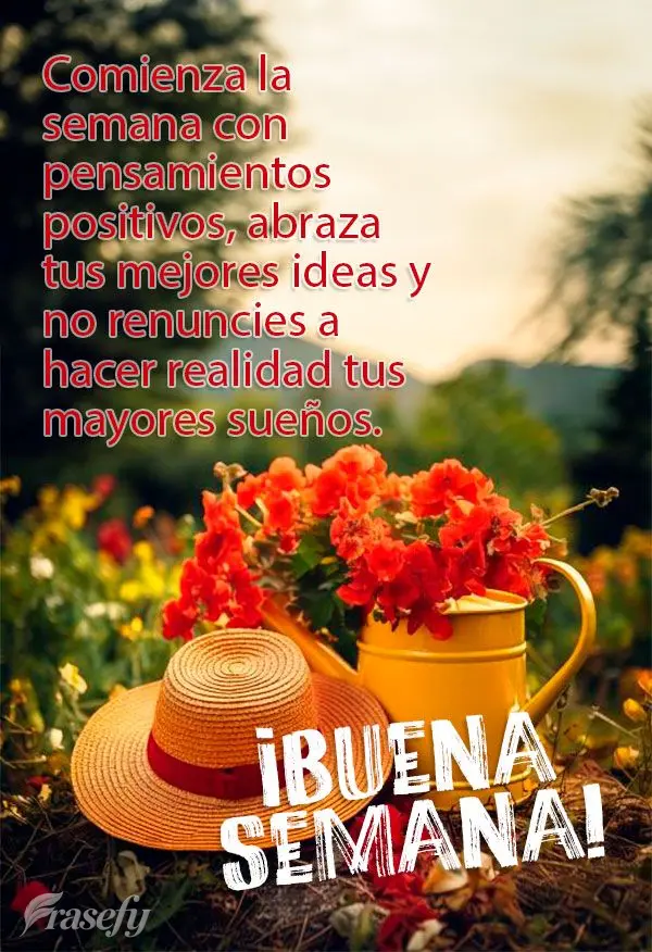 Comienza la semana con pensamientos positivos, abraza tus mejores ideas y no renuncies a hacer realidad tus mayores sueños. ¡Buena semana!