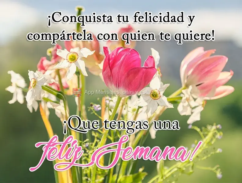 ¡Conquista tu felicidad y compártela con quien te quiere! ¡Que tengas una feliz semana!