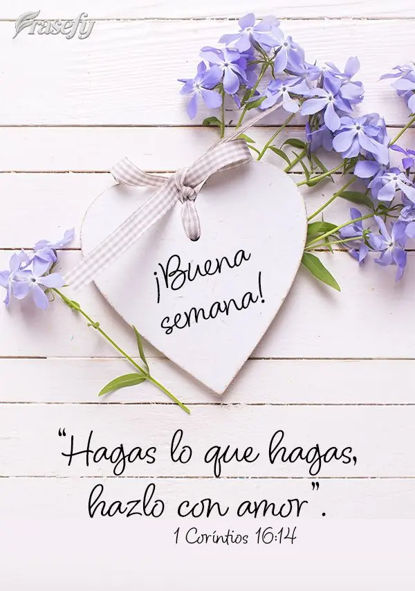 “Hagas lo que hagas, hazlo con amor”. ¡Buena semana! 1 Corintios 16:14