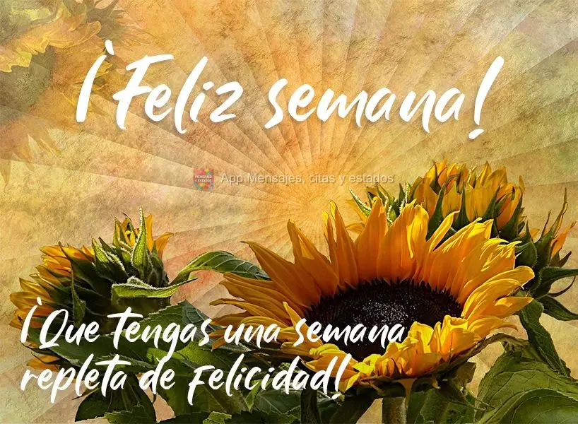 ¡Que tengas una semana repleta de felicidad! ¡Feliz semana!
