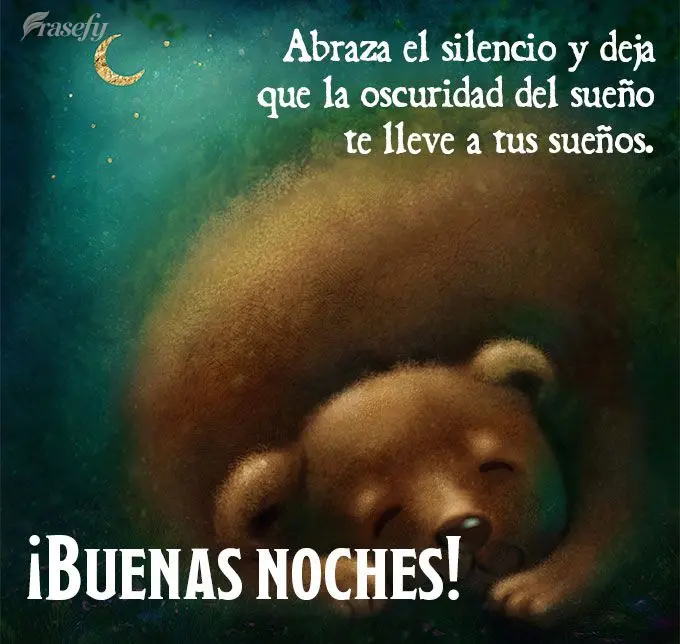Abraza el silencio y deja que la oscuridad del sueño te lleve a tus sueños. ¡Buenas noches!