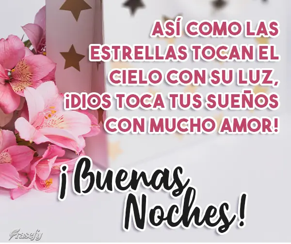 Así como las estrellas tocan el cielo con su luz, ¡Dios toca tus sueños con mucho amor! ¡Buenas noches!