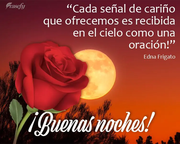 “Cada señal de cariño que ofrecemos es recibida en el cielo como una oración!”  ¡Buenas noches! Edna Frigato