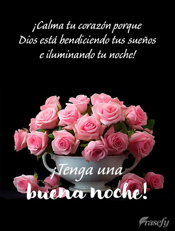 ¡Calma tu corazón porque Dios está bendiciendo tus sueños e iluminando tu noche! ¡Tenga una buena noche!
