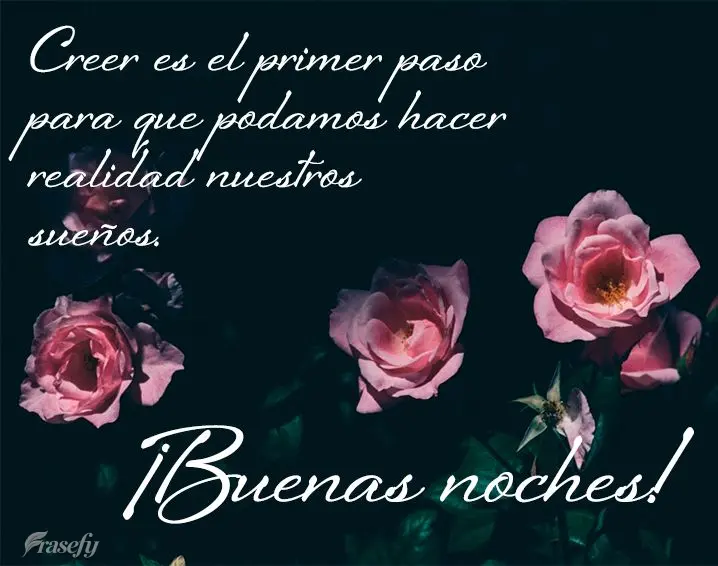 Creer es el primer paso para que podamos hacer realidad nuestros sueños. ¡Buenas noches!
