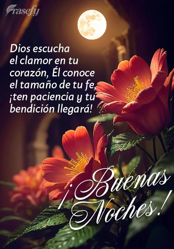 Dios escucha el clamor en tu corazón, Él conoce el tamaño de tu fe, ¡ten paciencia y tu bendición llegará! ¡Buenas noches!