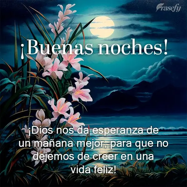 ¡Dios nos da esperanza de un mañana mejor, para que no dejemos de creer en una vida feliz! ¡Buenas noches!