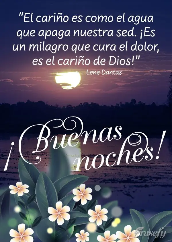 “El cariño es como el agua que apaga nuestra sed. ¡Es un milagro que cura el dolor, es el cariño de Dios!”. ¡Buenas noches! Lene Dantas