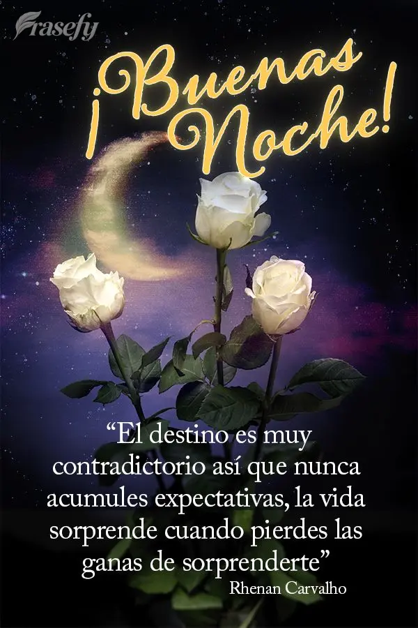 “El destino es muy contradictorio así que nunca acumules expectativas, la vida sorprende cuando pierdes las ganas de sorprenderte”. ¡Buenas noche! ...