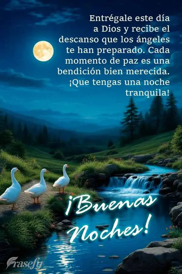 Entrégale este día a Dios y recibe el descanso que los ángeles te han preparado. Cada momento de paz es una bendición bien merecida. ¡Que tengas una...