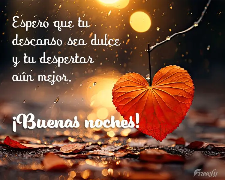 Espero que tu descanso sea dulce y tu despertar aún mejor. ¡Buenas noches!