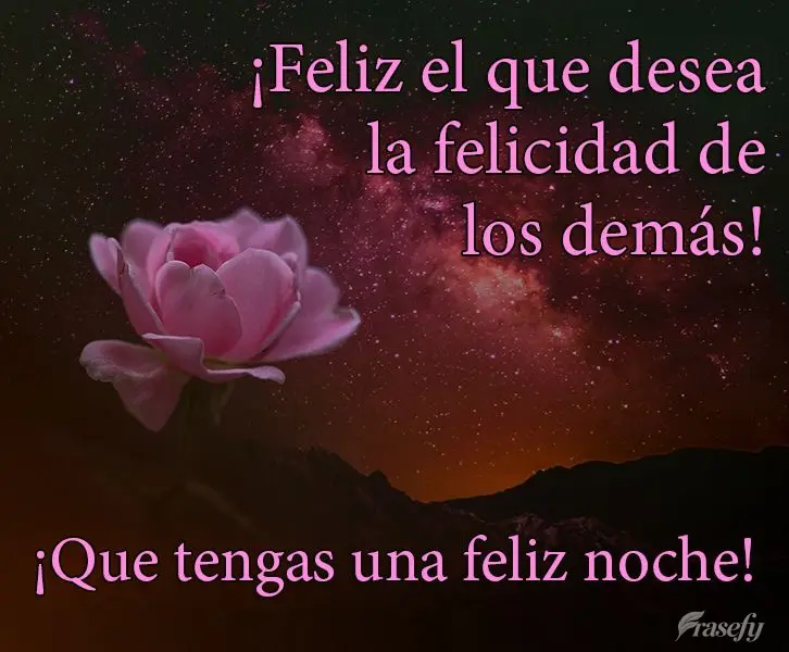 ¡Feliz el que desea la felicidad de los demás! ¡Que tengas una feliz noche!