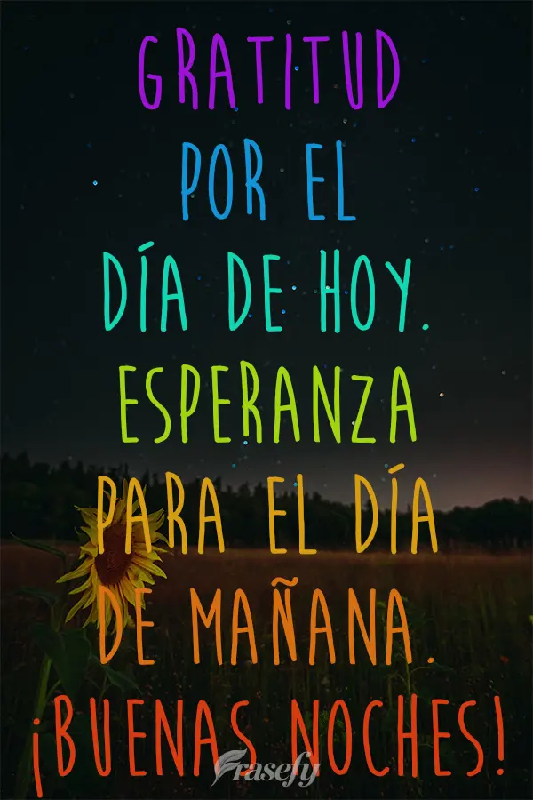 Gratitud por el día de hoy. Esperanza para el día de mañana. ¡Buenas noches!