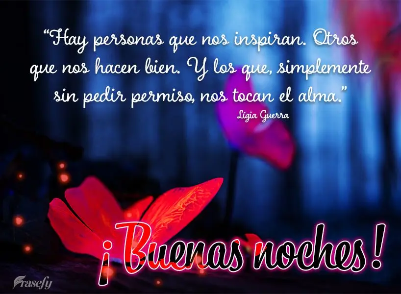 “Hay personas que nos inspiran. Otros que nos hacen bien. Y los que, simplemente sin pedir permiso, nos tocan el alma ”. ¡Buenas noches! Lígia Guer...