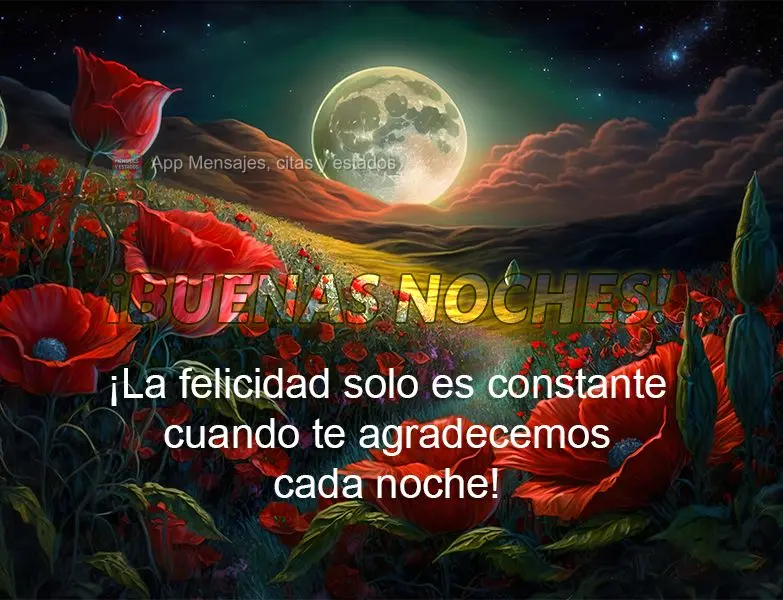 ¡La felicidad solo es constante cuando te agradecemos cada noche! ¡Buenas noches!